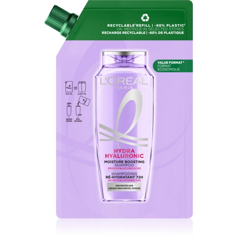 L’Oréal Paris Elseve Hyaluron Plump hydratační šampon s kyselinou hyaluronovou Refill 500 ml