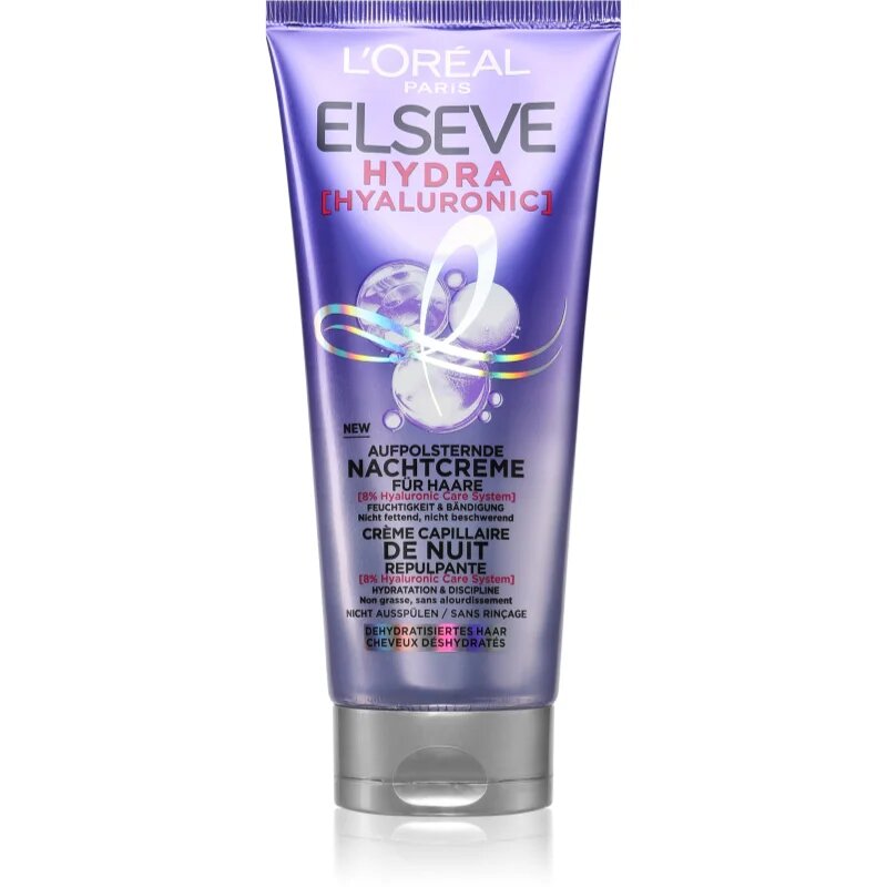 L’Oréal Paris Elseve Hyaluron Plump noční hydratační krém na vlasy 200 ml