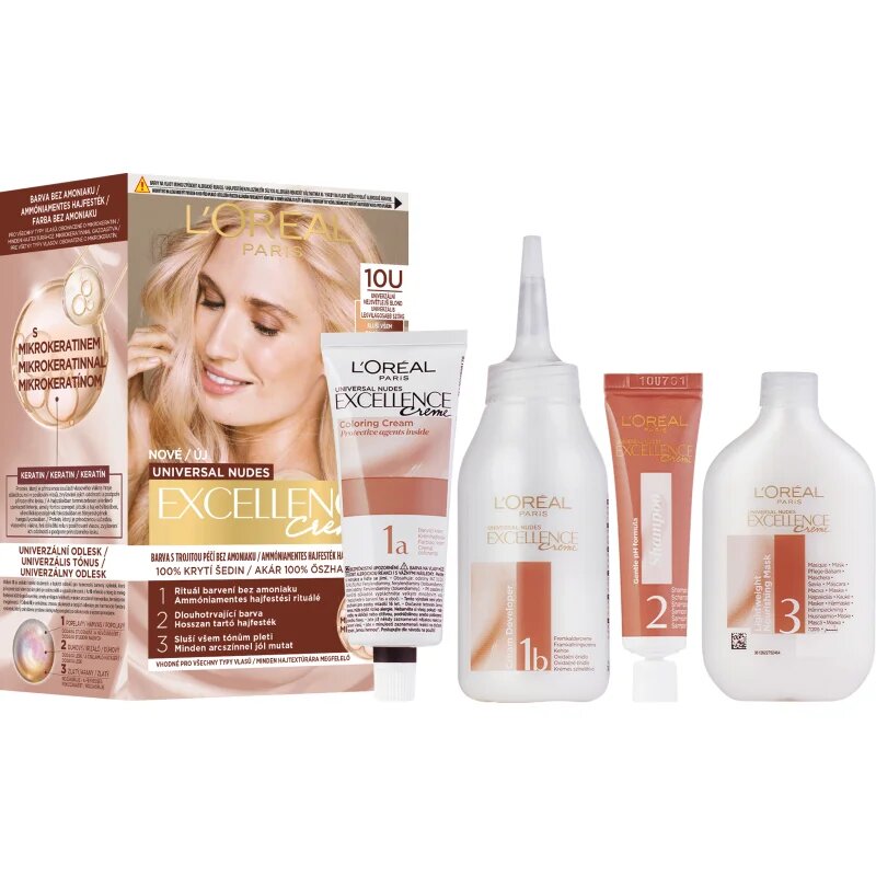 L’Oréal Paris Excellence Universal Nudes permanentní barva na vlasy odstín 10U 1 ks