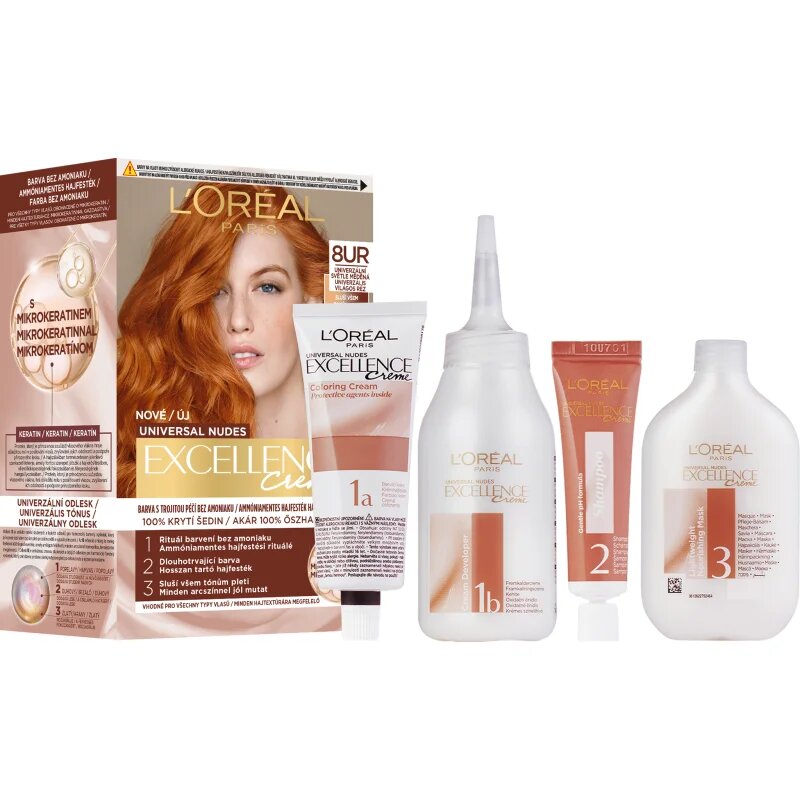 L’Oréal Paris Excellence Universal Nudes permanentní barva na vlasy odstín 8UR Universal Copper Light 1 ks