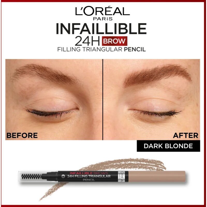 L’Oréal Paris Infaillible 24h Filling Triangular Pencil precizní tužka na obočí voděodolná odstín Auburn 1 ml