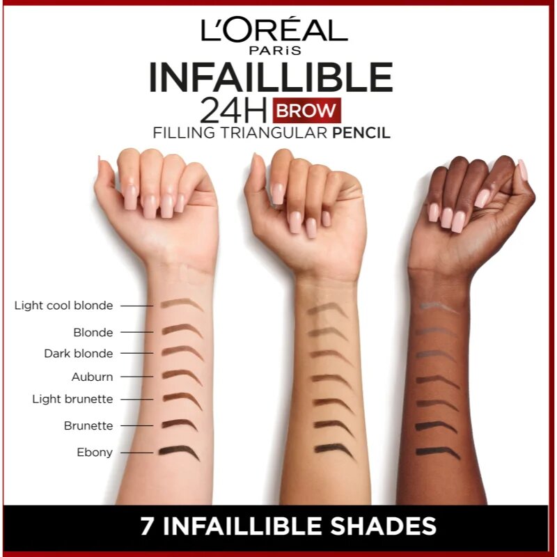 L’Oréal Paris Infaillible 24h Filling Triangular Pencil precizní tužka na obočí voděodolná odstín Auburn 1 ml