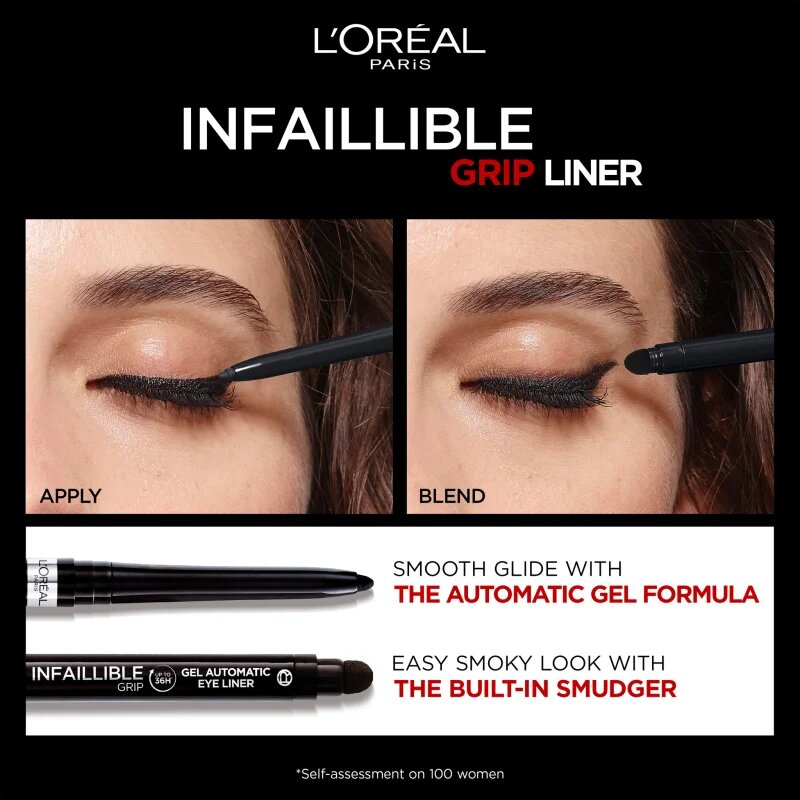 L’Oréal Paris Infaillible Grip 36h Gel Automatic Liner gelová tužka na oči s aplikátorem odstín 03 Taupe Gray 0.4 g