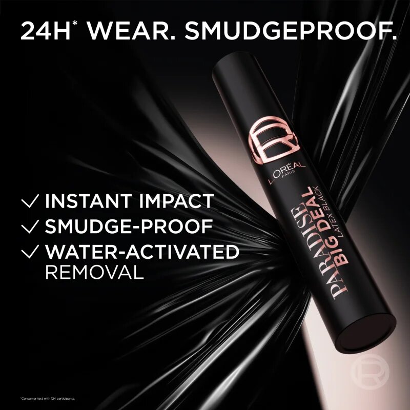 L’Oréal Paris Lash Paradise Big Deal objemová a prodlužující řasenka odstín Latex Black 9.9 ml