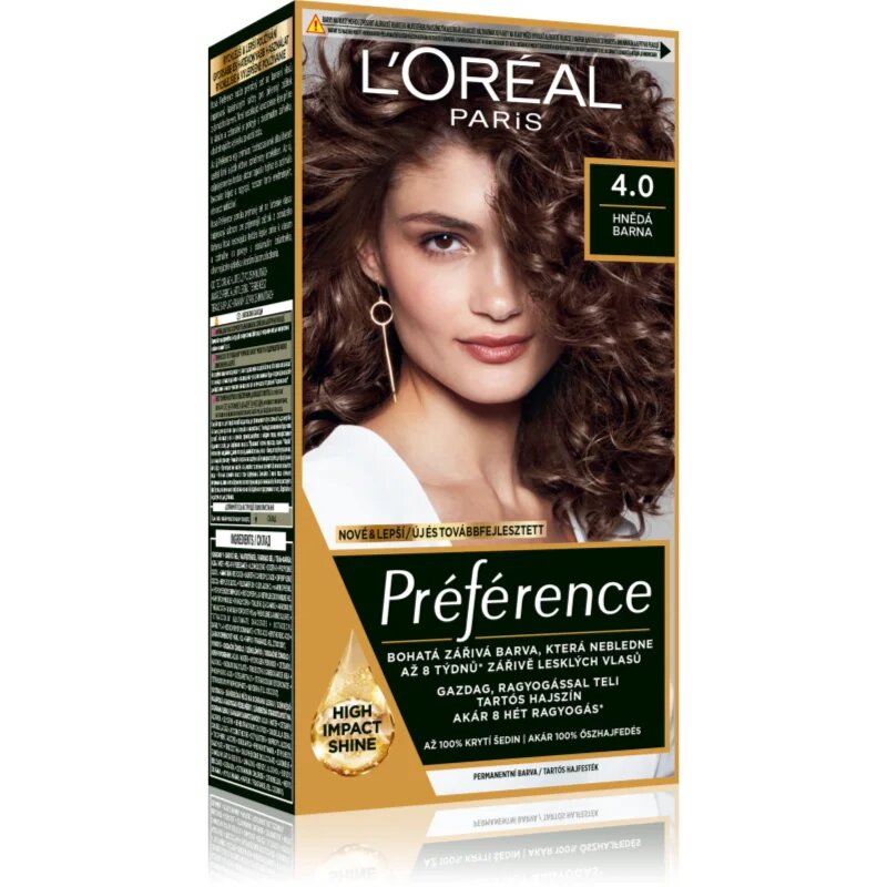 L’Oréal Paris Préférence barva na vlasy odstín 4.0 Hnědá 1 ks