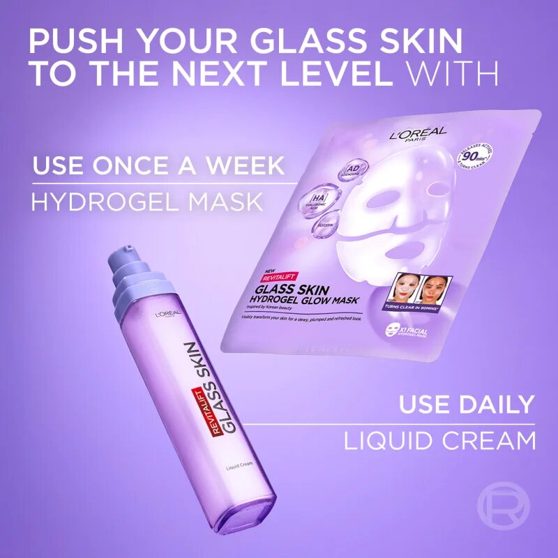 L’Oréal Paris Revitalift Filler Glass Skin hydrogelová maska s rozjasňujícím efektem 4 ks