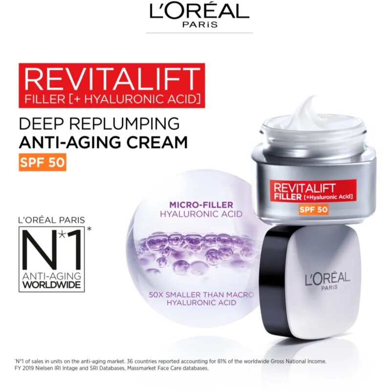 L’Oréal Paris Revitalift Filler vyplňující denní krém proti stárnutí SPF 50 50 ml