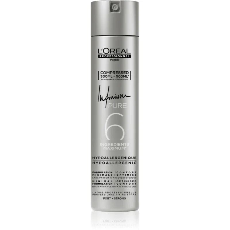 L’Oréal Professionnel Infinium Pure hypoalergenní lak na vlasy silné zpevnění bez parfemace 300 ml