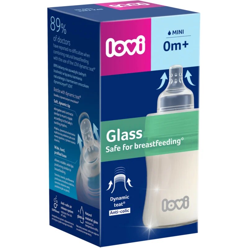 LOVI Glass skleněná kojenecká láhev 0m+ 150 ml