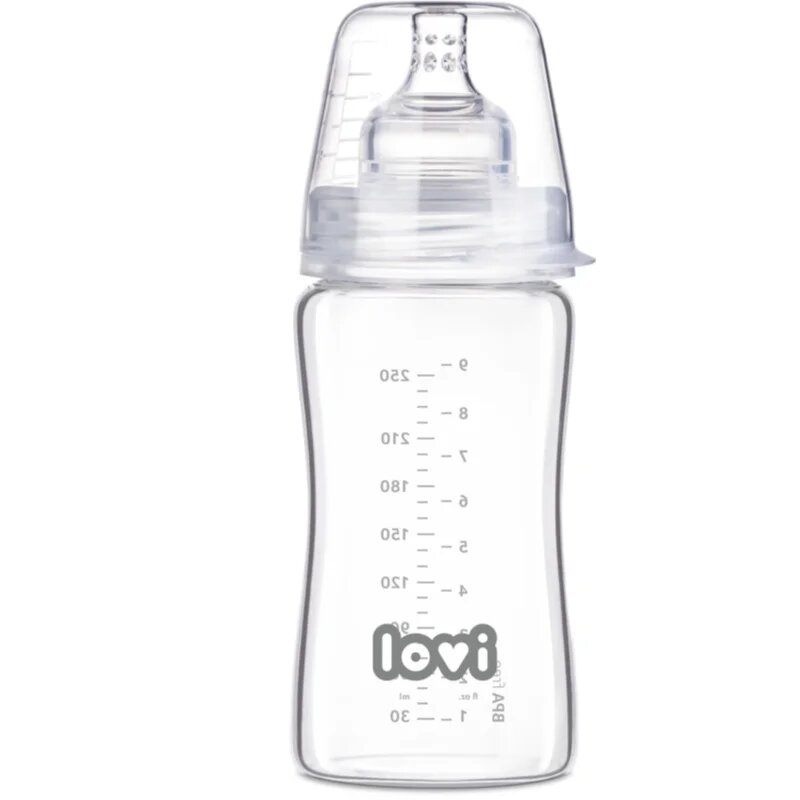 LOVI Glass skleněná kojenecká láhev 3m+ 250 ml