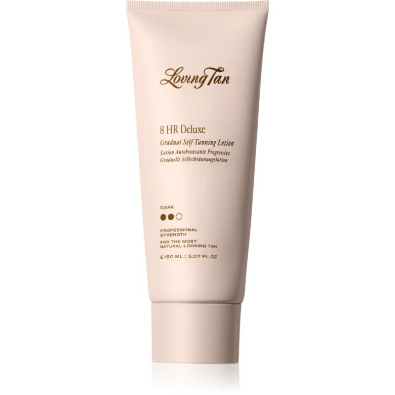 Loving Tan Deluxe Gradual Tan vyživující tělové mléko pro zvýraznění opálení odstín Dark 150 ml