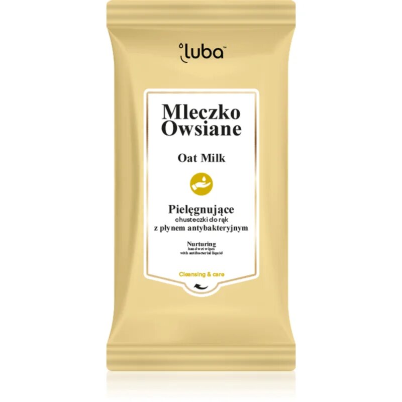 Luba Oat Milk Wet Wipes for Hands with Antibacterial Liquid vlhčené ubrousky s antibakteriálním účinkem 15 ks