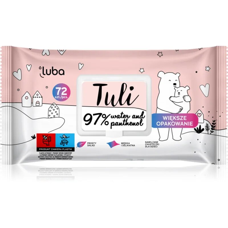 Luba Tuli 97% Water and Panthenol dětské jemné vlhčené ubrousky 72 ks