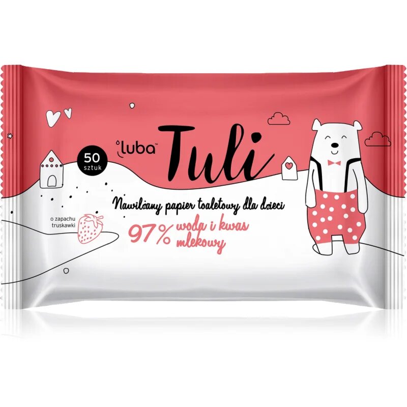 Luba Tuli Lactic acid vlhčený toaletní papír s kyselinou mléčnou pro děti Strawberry 50 ks