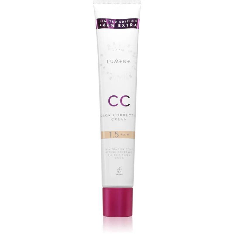 Lumene CC Color Correcting Cream CC krém pro jednotný tón pleti SPF 20 odstín 1.5 Fair (Warm) 50 ml