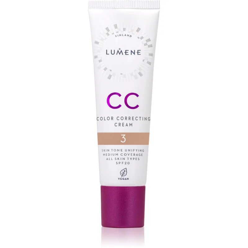 Lumene CC Color Correcting Cream CC krém pro jednotný tón pleti SPF 20 odstín 3 (Warm) 30 ml