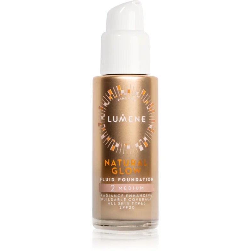 Lumene Natural Glow rozjasňující make-up pro přirozený vzhled SPF 20 odstín 2 Medium (Cool) 30 ml