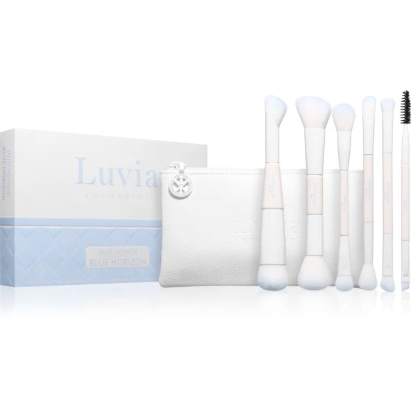 Luvia Cosmetics Duo Voyage cestovní sada štětců s taštičkou Blue Horizon 7 ks