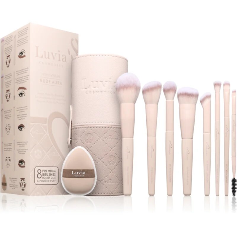 Luvia Cosmetics Nude Aura sada štětců s pouzdrem