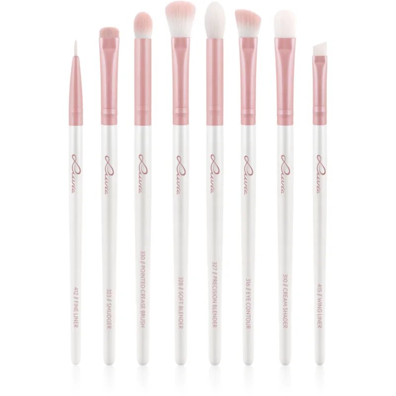 Luvia Cosmetics Prime Vegan All Eye Want sada štětců na oči Candy (Pearl White / Rose) 8 ks