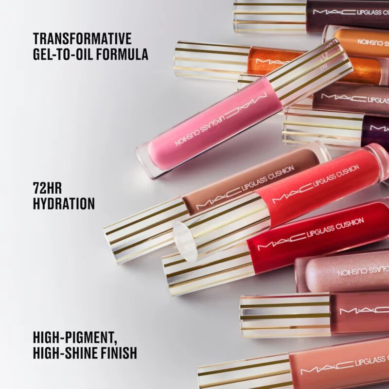 MAC Cosmetics Lipglass Cushion High-Pigment Oil vysoce pigmentovaný olej na rty odstín Mauvement 5 ml