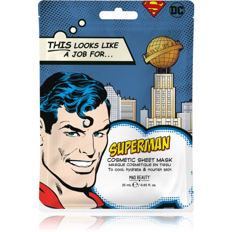 Mad Beauty DC Superman plátýnková maska s kyselinou hyaluronovou 25 ml