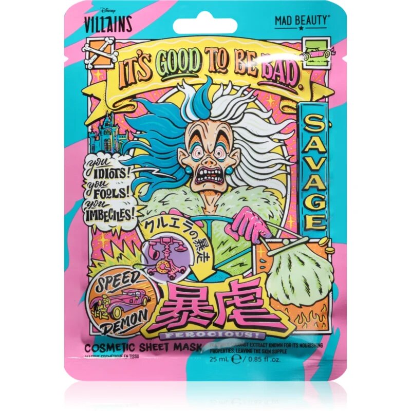 Mad Beauty Disney Villains Cruella vyživující plátýnková maska 25 ml