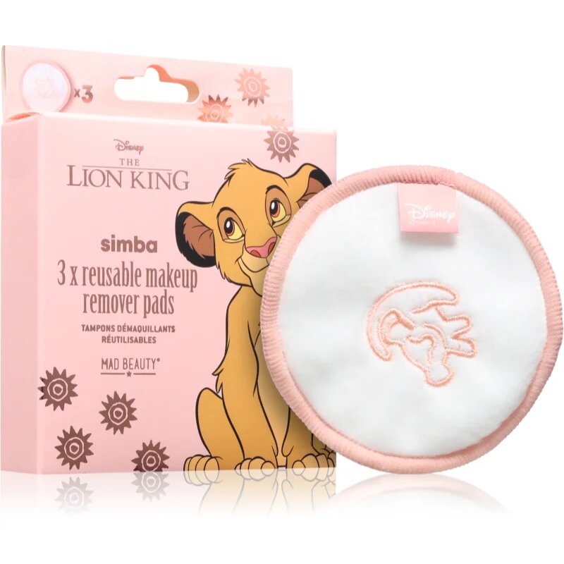 Mad Beauty Lion King Simba pratelné odličovací tampony z mikrovlákna 3 ks