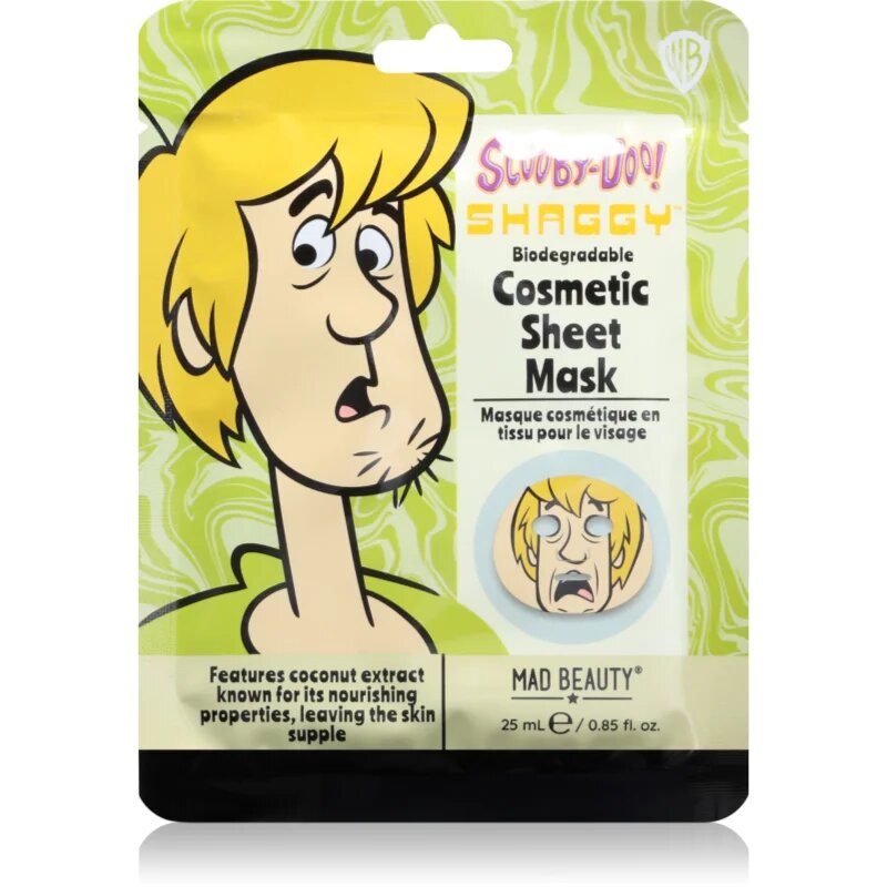 Mad Beauty Scooby Doo Shaggy plátýnková maska se zklidňujícím účinkem 25 ml