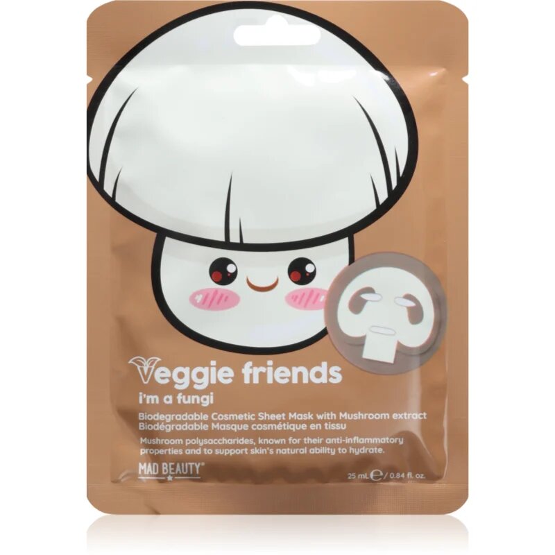 Mad Beauty Veggie Friends Mushroom plátýnková maska se zklidňujícím účinkem 25 ml