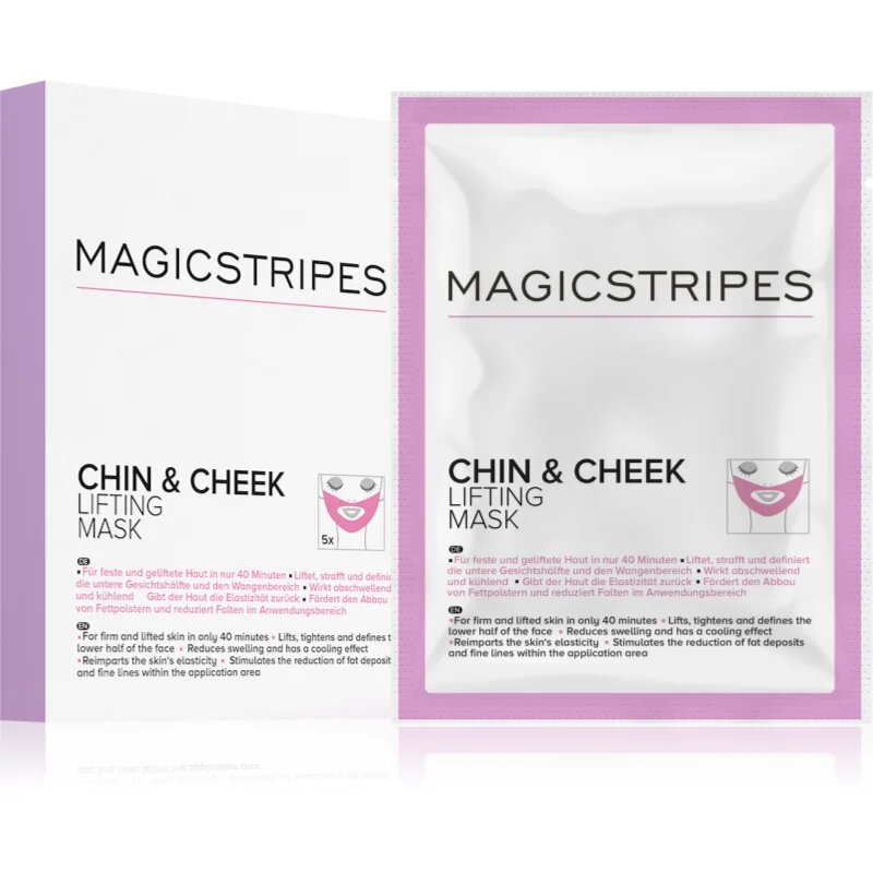 MAGICSTRIPES Chin & Cheek Lifting Mask zpevňující hydrogelová maska na krk a tváře 5 ks
