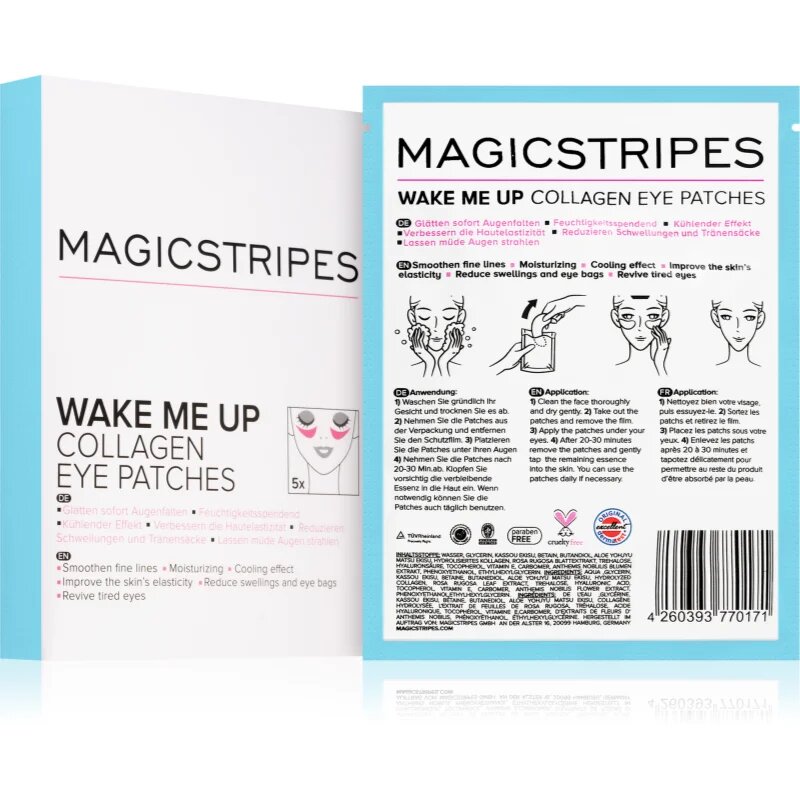 MAGICSTRIPES Wake Me Up Collagen Eye Patches kolagenová maska na oční okolí proti známkám únavy 5 ks