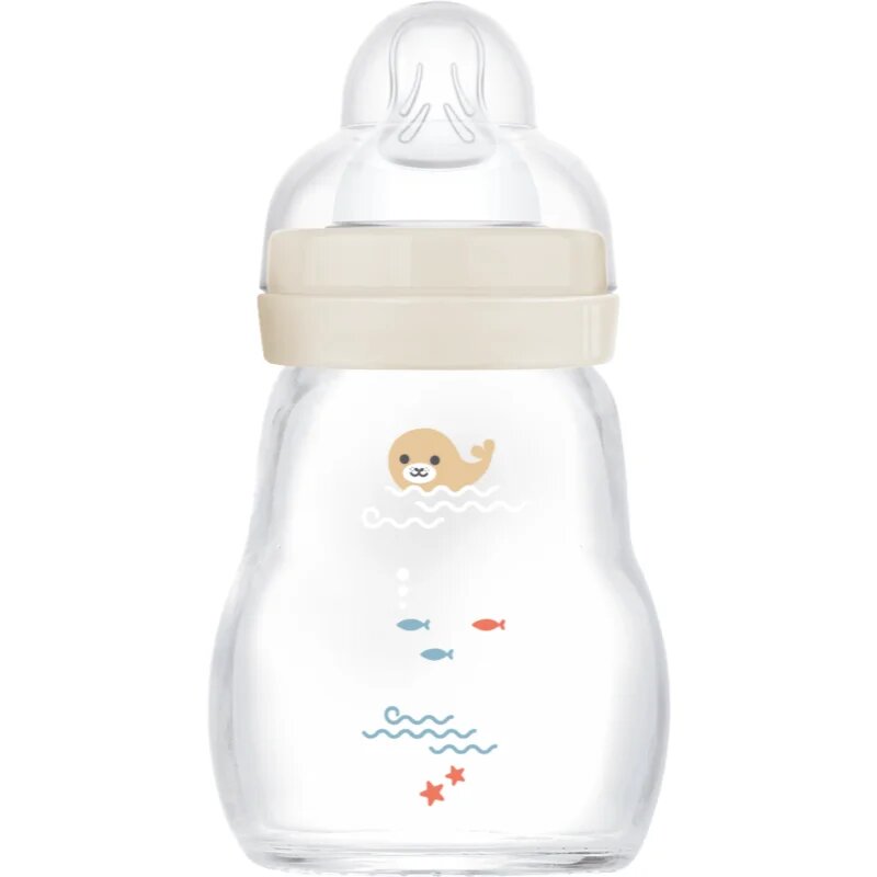 MAM Feel Good Glass Baby Bottle antikoliková skleněná láhev 0m+ Beige 1 ks