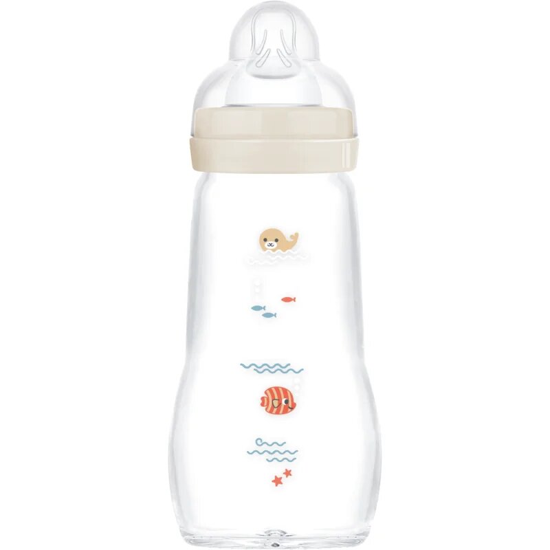 MAM Feel Good Glass Baby Bottle antikoliková skleněná láhev 2m+ Beige 1 ks