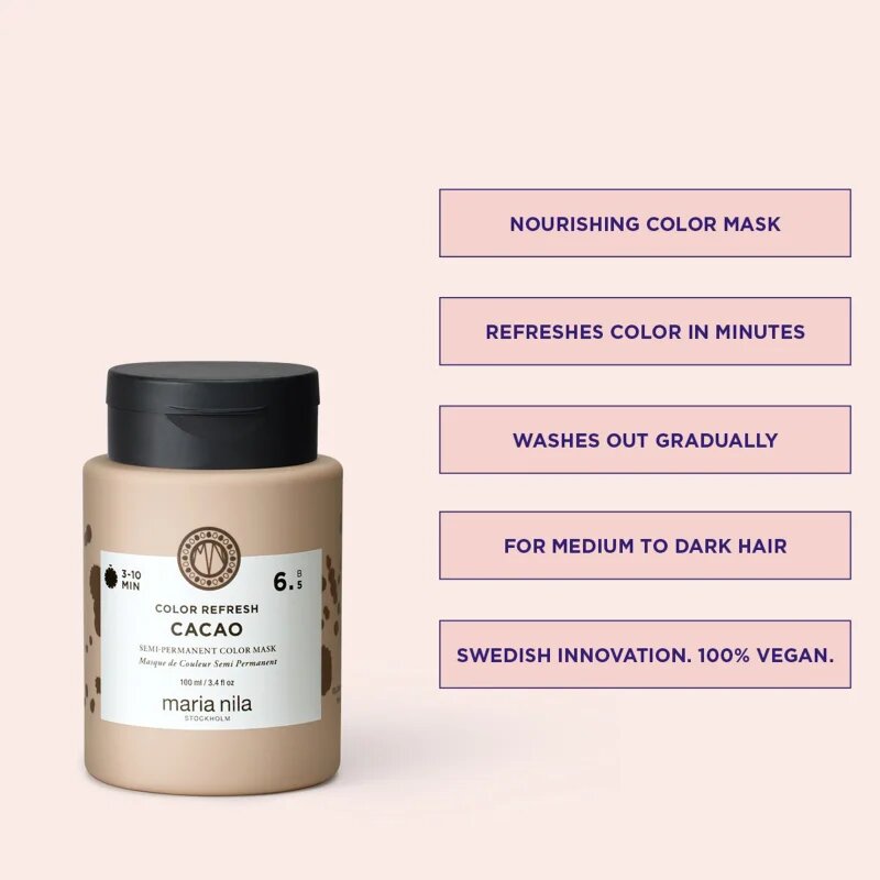 Maria Nila Colour Refresh Mask jemná vyživující maska bez permanentních barevných pigmentů odstín Cacao 6.5 100ml 100 ml