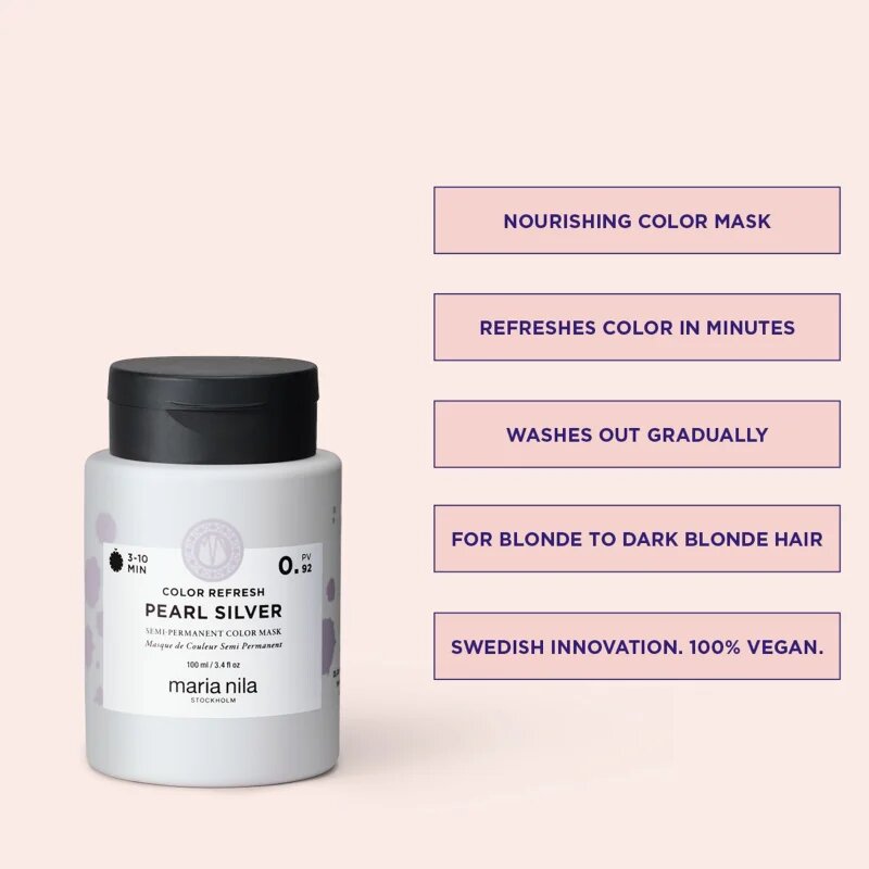 Maria Nila Colour Refresh Mask jemná vyživující maska bez permanentních barevných pigmentů odstín Pearl Silver 0.92 100 ml