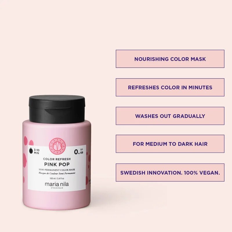 Maria Nila Colour Refresh Mask jemná vyživující maska bez permanentních barevných pigmentů odstín Pink Pop 0.69 100 ml