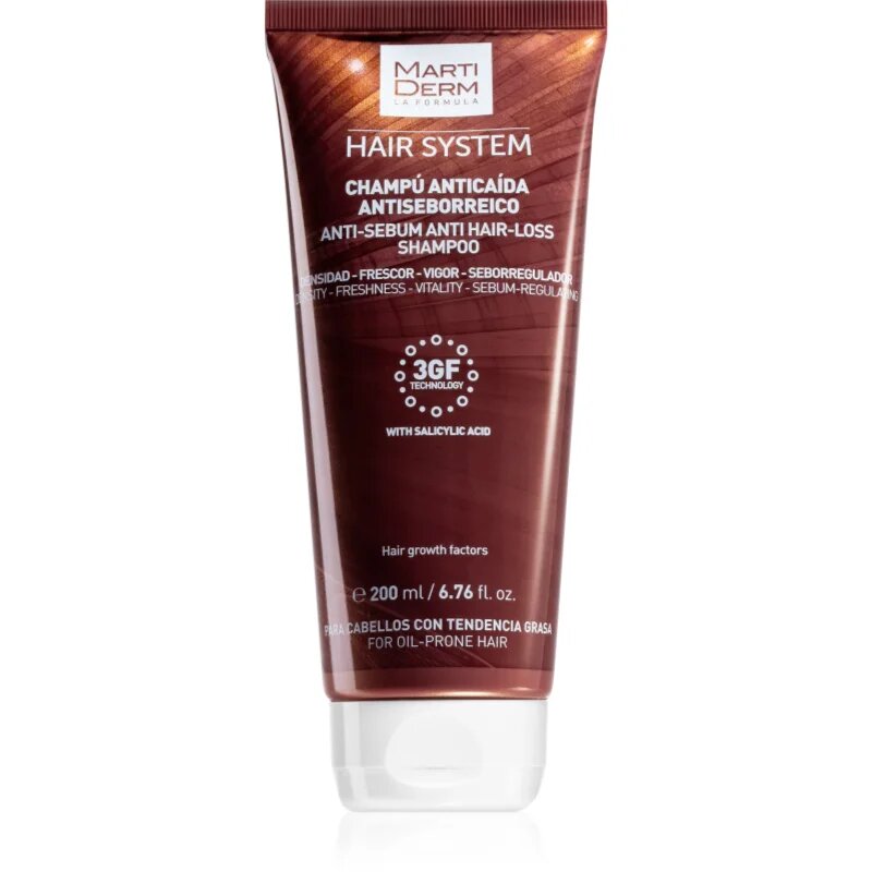 Martiderm Hair System Anti-Sebum Anti-Hair Loss Shampoo šampon proti vypadávání vlasů pro mastnou pokožku hlavy 200 ml