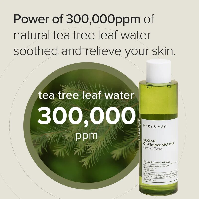 Mary&May Cica Tea Tree AHA PHA zklidňující tonikum pro problematickou pleť akné 200 ml