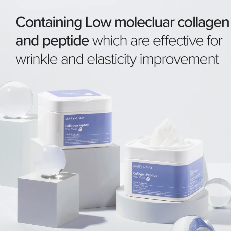 Mary&May Collagen Peptide Vital Mask sada plátýnkových masek s protivráskovým účinkem 30 ks