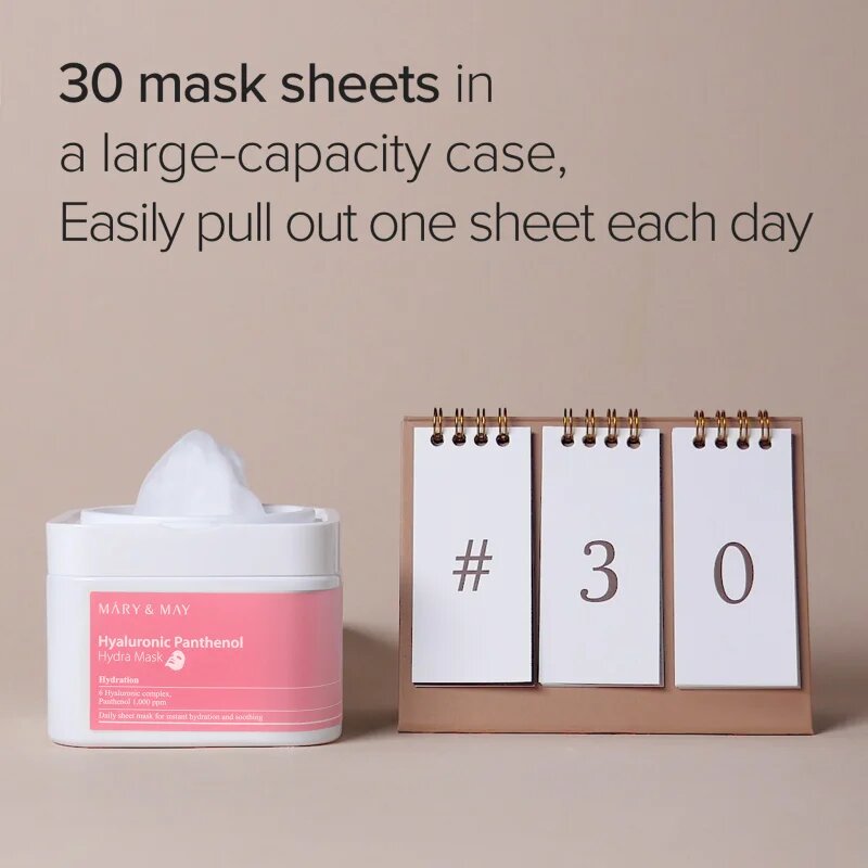 Mary&May Hyaluronic Panthenol Hydra Mask sada plátýnkových masek pro intenzivní hydrataci pleti 30 ks