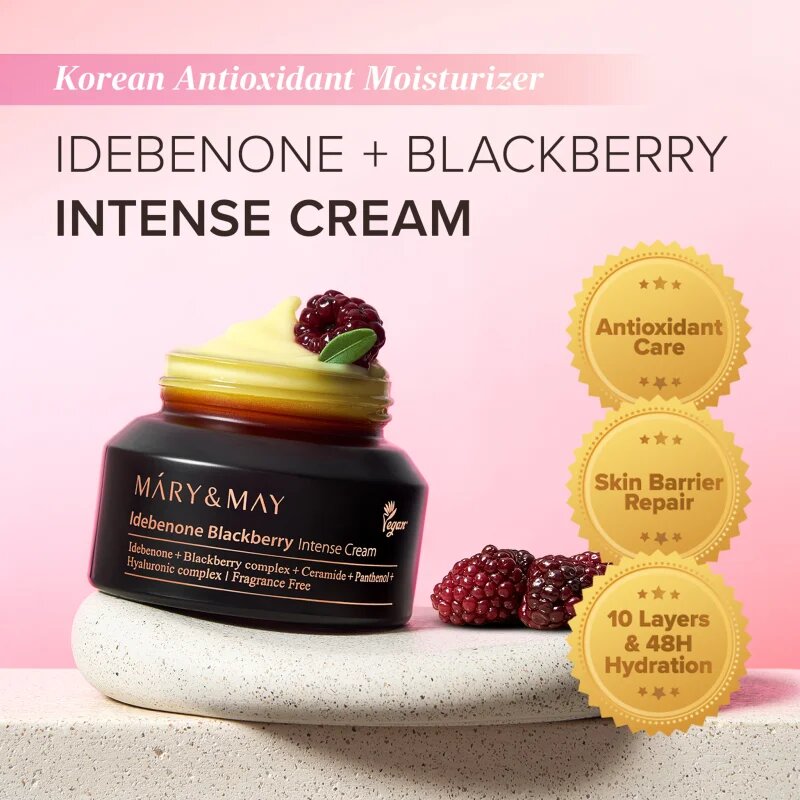 Mary&May Idebenone + Blackberry Complex Intensive Total Care Cream rozjasňující hydratační krém s protivráskovým účinkem 70 g