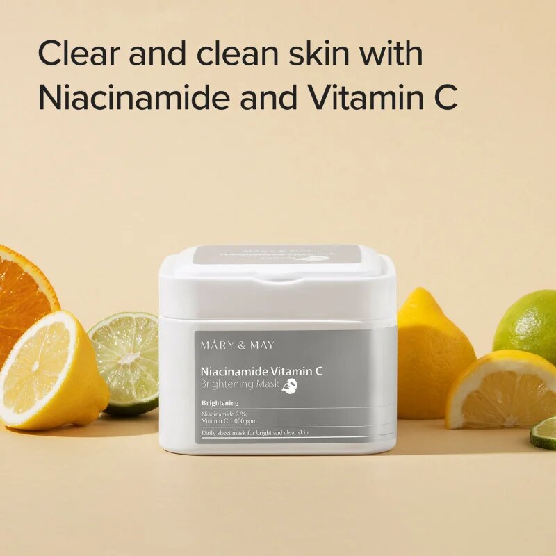 Mary&May Niacinamide Vitamin C Brightening Mask sada plátýnkových masek pro rozjasnění pleti 30 ks