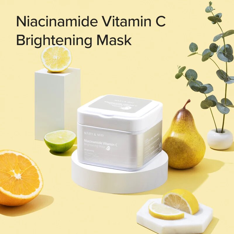 Mary&May Niacinamide Vitamin C Brightening Mask sada plátýnkových masek pro rozjasnění pleti 30 ks