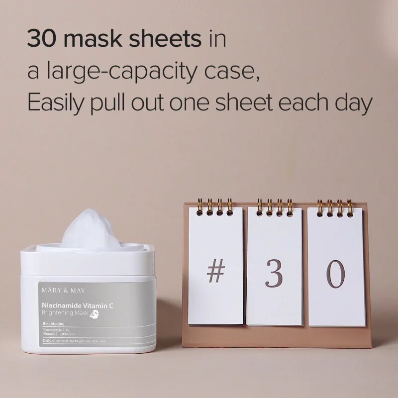 Mary&May Niacinamide Vitamin C Brightening Mask sada plátýnkových masek pro rozjasnění pleti 30 ks