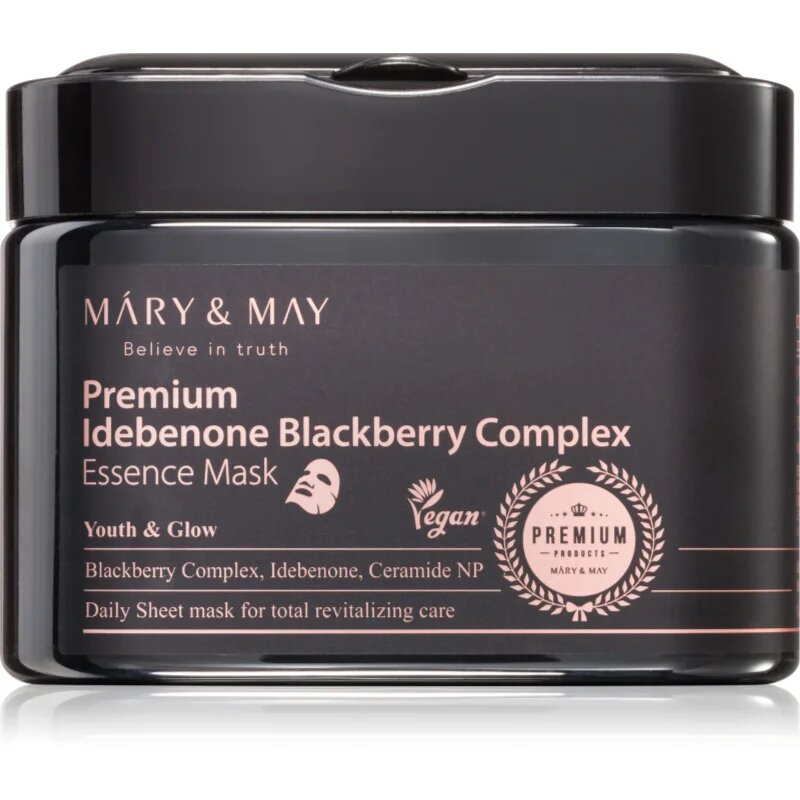 Mary&May Premium Idebenone Blackberry Complex Essence Mask hydratační plátýnková maska se zpevňujícím účinkem velké balení 20 ks