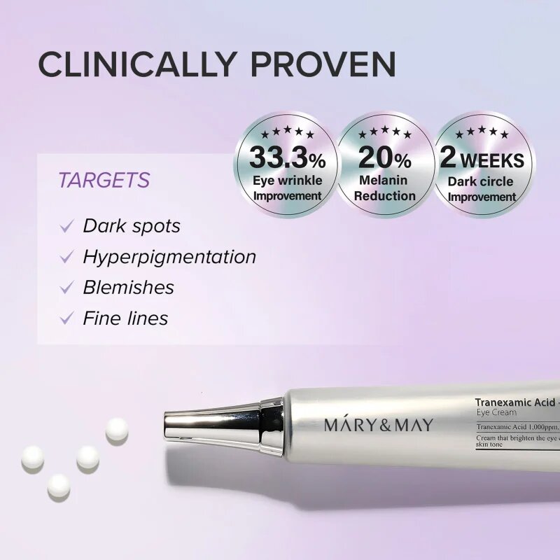 Mary&May Tranexamic Acid + Glutathione Eye Cream protivráskový oční krém redukující otoky a tmavé kruhy 30 g