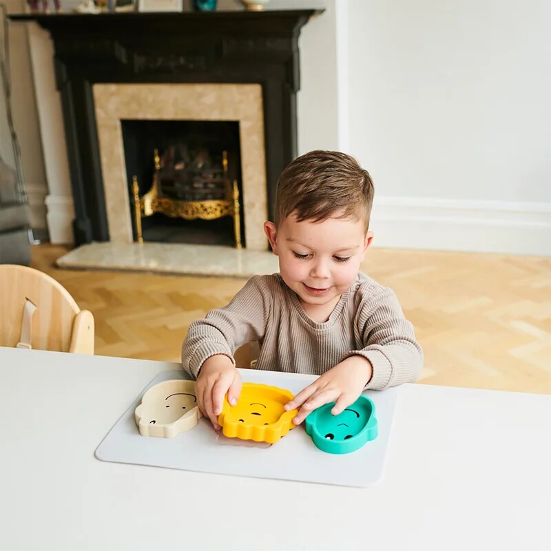 Matchstick Monkey Animal Snack Mat jídelní sada pro děti Monkey Lion & Giraffe 3 ks