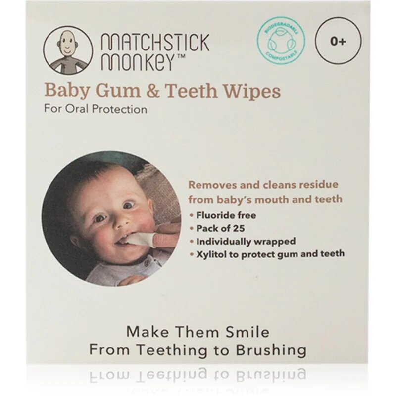 Matchstick Monkey Baby Gum & Teeth Wipes 0 m+ čisticí ubrousky na zuby jazyk a dásně 1 ks