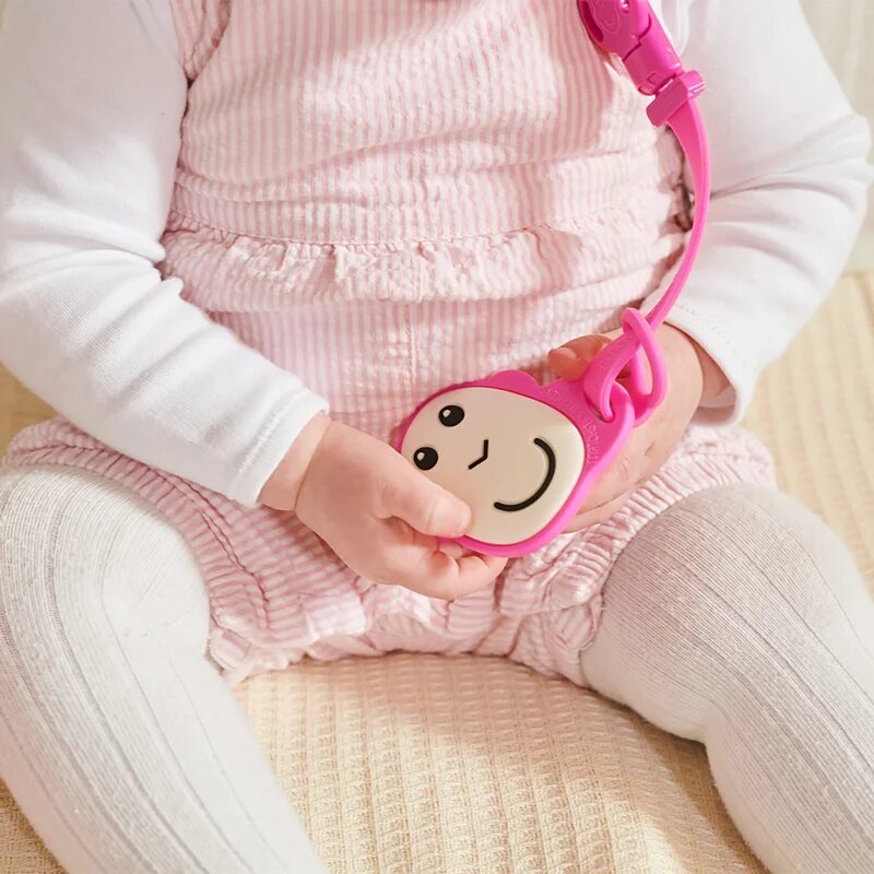 Matchstick Monkey Flat Face Teether & Soother Clip dárková sada pro děti Pink